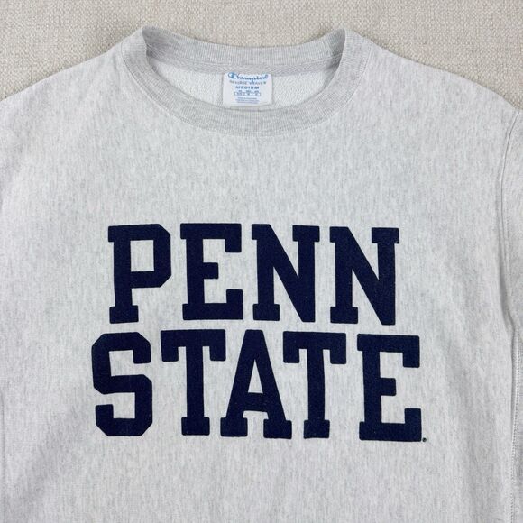 Vintage Champion Penn State Crewneck Sweatshirt Reverse Weave Light Gray Medium - Picture 3 of 14